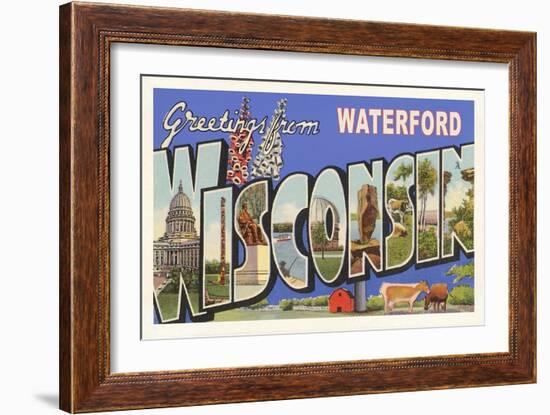 Greetings from Waterford, Wisconsin-null-Framed Art Print