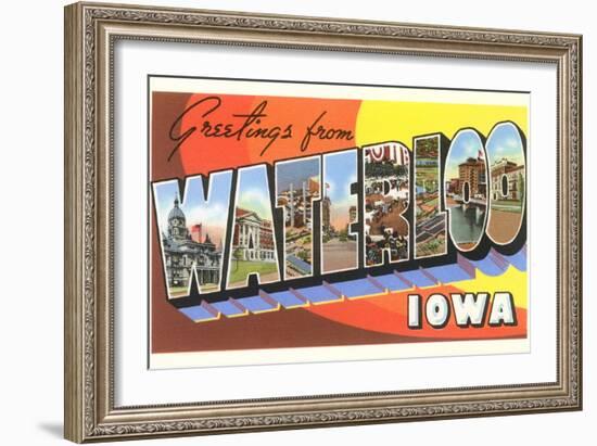 Greetings from Waterloo, Iowa-null-Framed Art Print