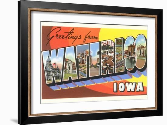 Greetings from Waterloo, Iowa-null-Framed Art Print