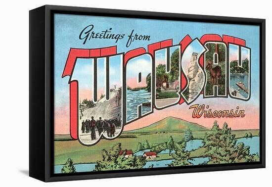 Greetings from Wausau, Wisconsin-null-Framed Stretched Canvas