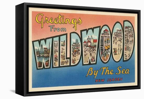 Greetings from Wildwood-By-The-Sea, New Jersey-null-Framed Premier Image Canvas