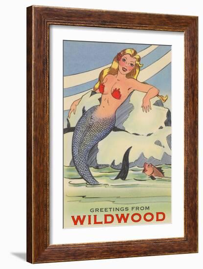 Greetings from Wildwood, New Jersey, Mermaid-null-Framed Art Print