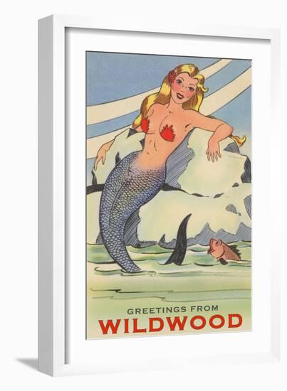 Greetings from Wildwood, New Jersey, Mermaid-null-Framed Art Print