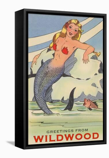 Greetings from Wildwood, New Jersey, Mermaid-null-Framed Stretched Canvas