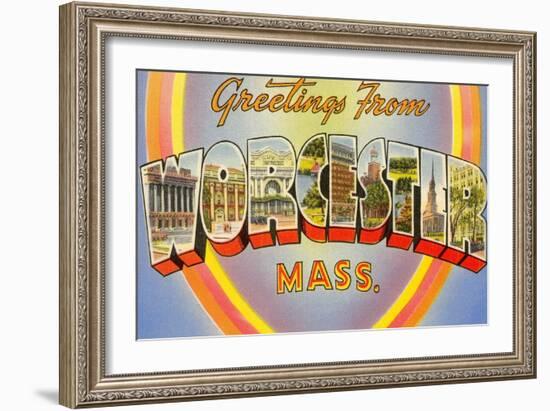 Greetings from Worcester, Massachusetts-null-Framed Art Print