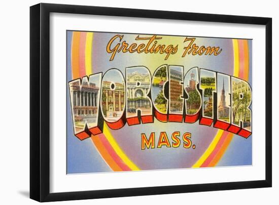 Greetings from Worcester, Massachusetts-null-Framed Art Print