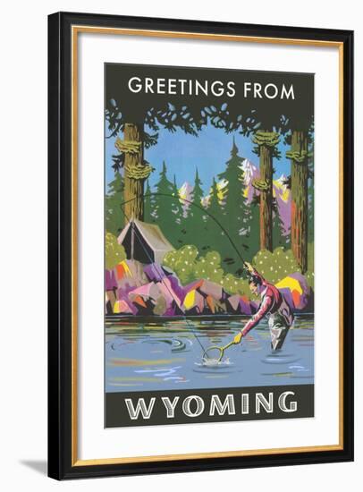 Greetings from Wyoming-null-Framed Art Print