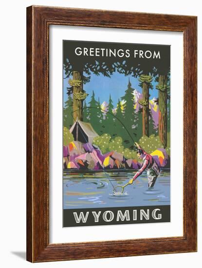 Greetings from Wyoming-null-Framed Art Print