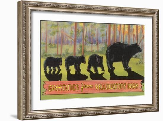 Greetings from Yellowstone National Park, Bears-null-Framed Art Print