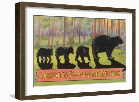 Greetings from Yellowstone National Park, Bears-null-Framed Art Print