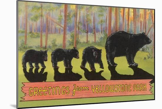 Greetings from Yellowstone National Park, Bears-null-Mounted Art Print