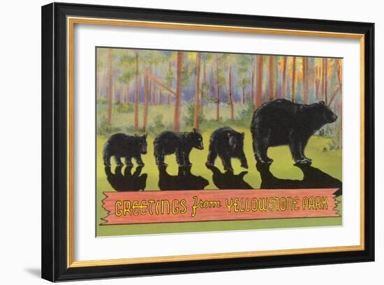 Greetings from Yellowstone National Park, Bears-null-Framed Art Print