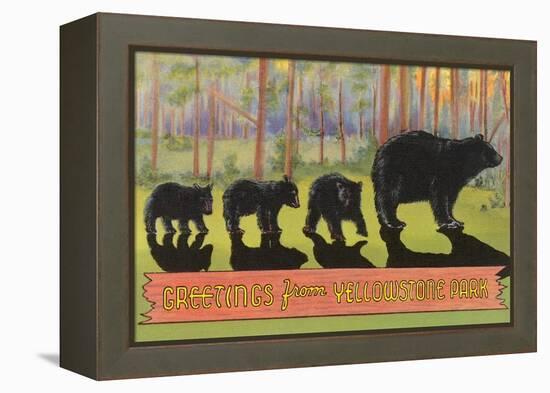 Greetings from Yellowstone National Park, Bears-null-Framed Stretched Canvas