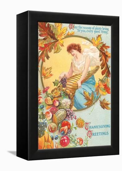 Greetings, Lady with Cornucopia-null-Framed Stretched Canvas