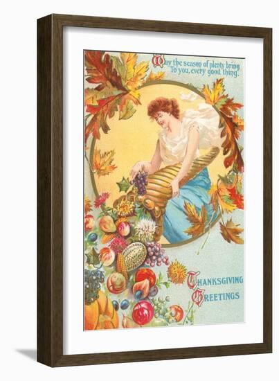 Greetings, Lady with Cornucopia-null-Framed Art Print