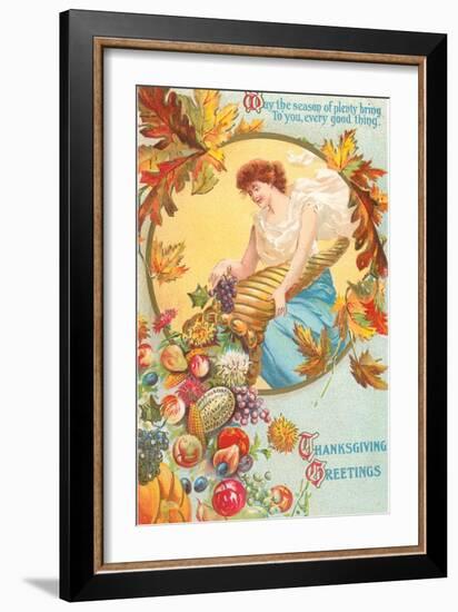 Greetings, Lady with Cornucopia-null-Framed Art Print