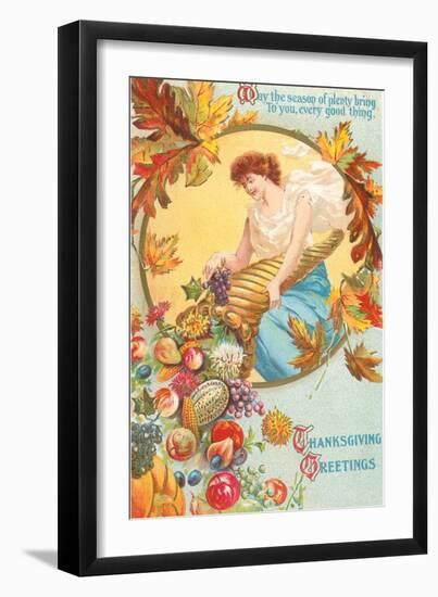 Greetings, Lady with Cornucopia-null-Framed Art Print