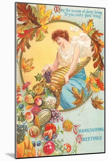 Greetings, Lady with Cornucopia-null-Mounted Art Print