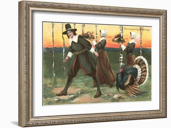 Greetings, Pilgrims Carrying Food-null-Framed Art Print