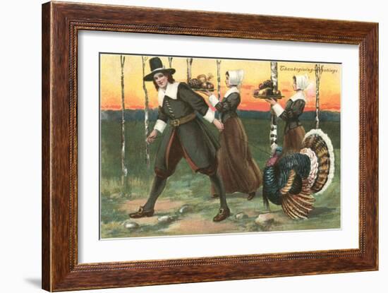 Greetings, Pilgrims Carrying Food-null-Framed Art Print