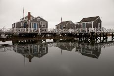 Over the Water Cottages Reflect Off the Calm Waters in the Nantucket Boat Basin-Greg Boreham-Premier Image Canvas