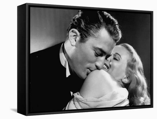 Gregory Peck Embracing Ann Todd in Publicity Still for Alfred Hitchcock's Film "The Paradine Case."-null-Framed Premier Image Canvas