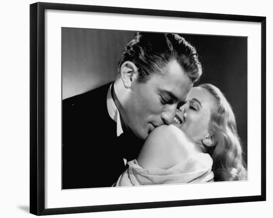 Gregory Peck Embracing Ann Todd in Publicity Still for Alfred Hitchcock's Film "The Paradine Case."--Framed Premium Photographic Print