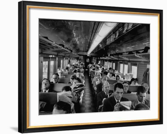 Gregory Peck Gathering Information on Advertising Industry for Man in the Grey Flannel Suit-Michael Rougier-Framed Premium Photographic Print