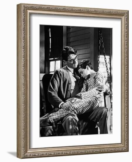 Gregory Peck; Phillip Alford. "To Kill a Mockingbird" [1962], Directed by Robert Mulligan.-null-Framed Photographic Print