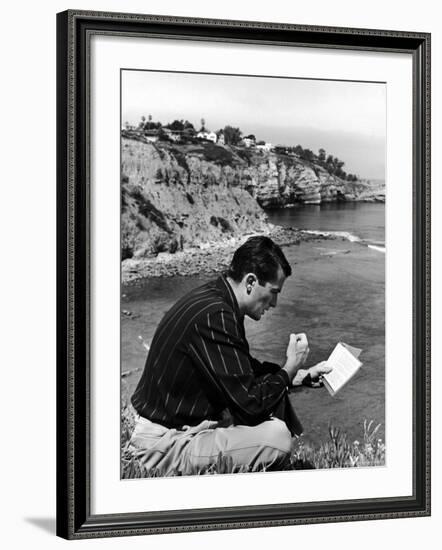 Gregory Peck Studying Lines for Summer Theater Performance "Light Up the Sky" in La Jolla Playhouse-Alfred Eisenstaedt-Framed Premium Photographic Print