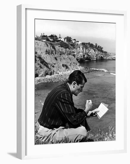 Gregory Peck Studying Lines for Summer Theater Performance "Light Up the Sky" in La Jolla Playhouse-Alfred Eisenstaedt-Framed Premium Photographic Print