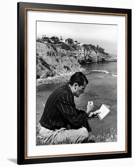 Gregory Peck Studying Lines for Summer Theater Performance "Light Up the Sky" in La Jolla Playhouse-Alfred Eisenstaedt-Framed Premium Photographic Print