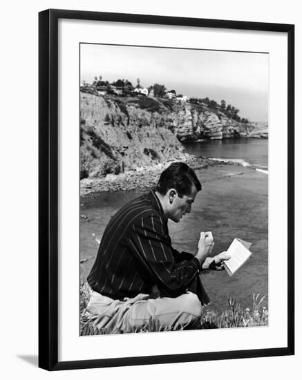 Gregory Peck Studying Lines for Summer Theater Performance "Light Up the Sky" in La Jolla Playhouse-Alfred Eisenstaedt-Framed Premium Photographic Print