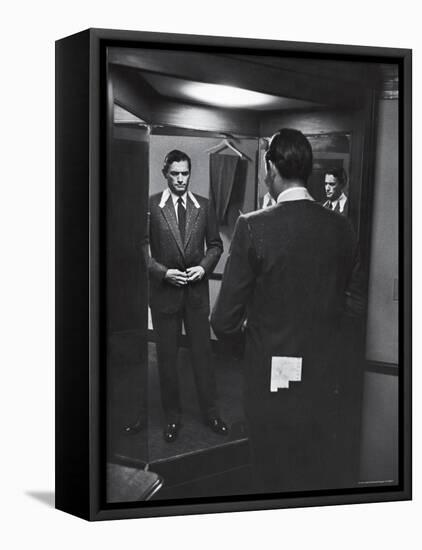 Gregory Peck Trying on Suit for His New Movie Man in the Grey Flannel Suit-Michael Rougier-Framed Premier Image Canvas