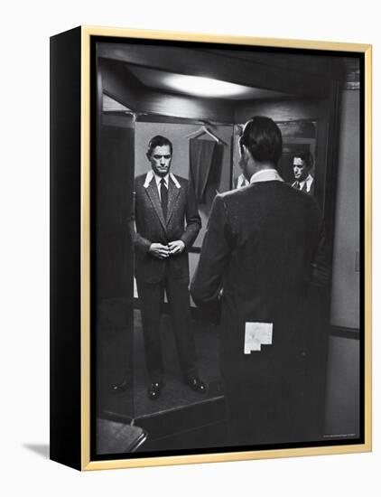 Gregory Peck Trying on Suit for His New Movie Man in the Grey Flannel Suit-Michael Rougier-Framed Premier Image Canvas