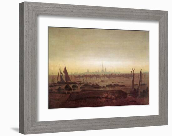 Greifswald in Moonlight-Caspar David Friedrich-Framed Giclee Print