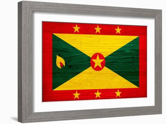 Grenada Flag Design with Wood Patterning - Flags of the World Series-Philippe Hugonnard-Framed Art Print