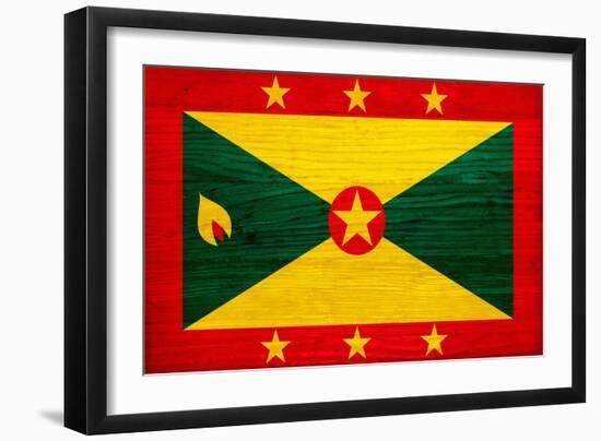 Grenada Flag Design with Wood Patterning - Flags of the World Series-Philippe Hugonnard-Framed Art Print