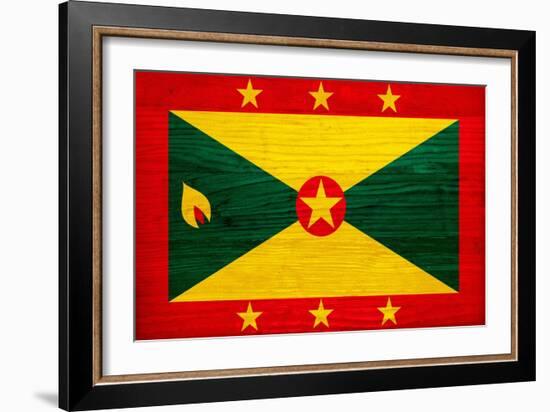 Grenada Flag Design with Wood Patterning - Flags of the World Series-Philippe Hugonnard-Framed Art Print