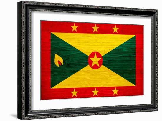 Grenada Flag Design with Wood Patterning - Flags of the World Series-Philippe Hugonnard-Framed Art Print