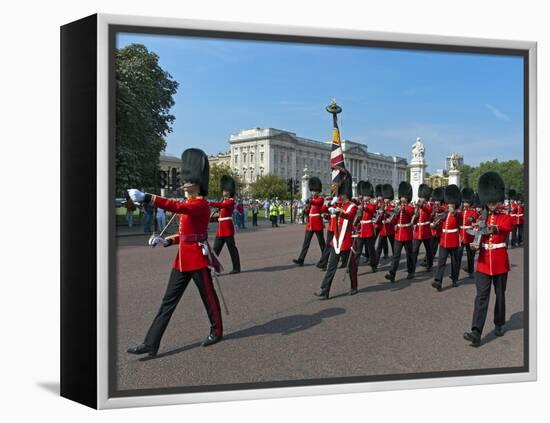 Grenadier Guards March to Wellington Barracks after Changing the Guard Ceremony, London, England-Walter Rawlings-Framed Premier Image Canvas