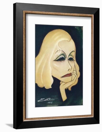 Greta Garbo Swedish-American Film Actress: a Caricature-Nino Za-Framed Photographic Print