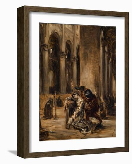 Gretchen in the Cathedral, C.1850 (Oil on Canvas)-Ferdinand Victor Eugene Delacroix-Framed Giclee Print