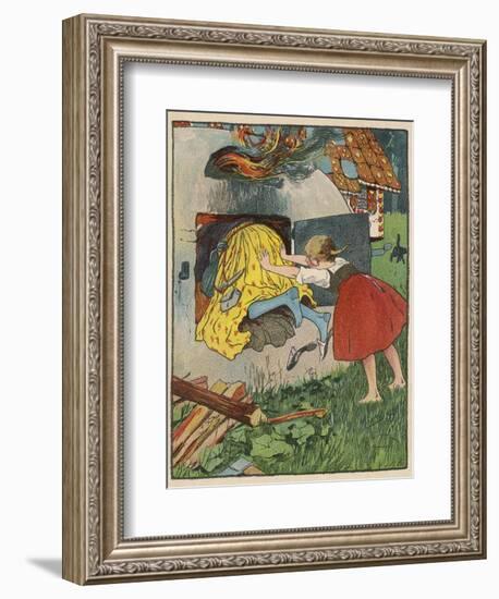 Gretel Seizes Her Opportunity and Pushes the Wicked Witch into the Oven-Willy Planck-Framed Photographic Print