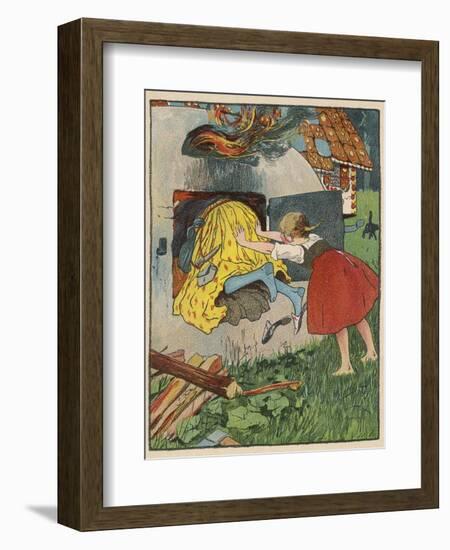 Gretel Seizes Her Opportunity and Pushes the Wicked Witch into the Oven-Willy Planck-Framed Photographic Print