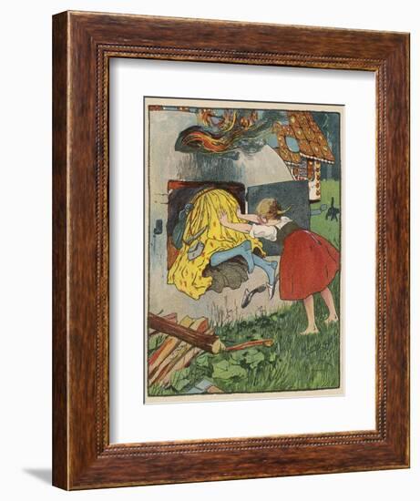 Gretel Seizes Her Opportunity and Pushes the Wicked Witch into the Oven-Willy Planck-Framed Photographic Print