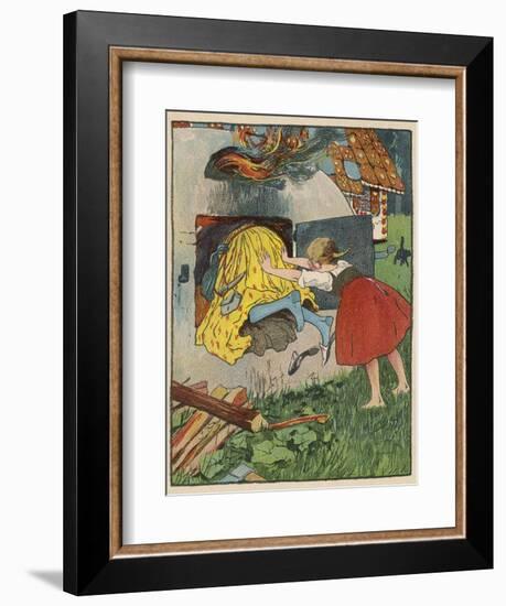 Gretel Seizes Her Opportunity and Pushes the Wicked Witch into the Oven-Willy Planck-Framed Photographic Print