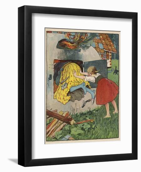 Gretel Seizes Her Opportunity and Pushes the Wicked Witch into the Oven-Willy Planck-Framed Photographic Print