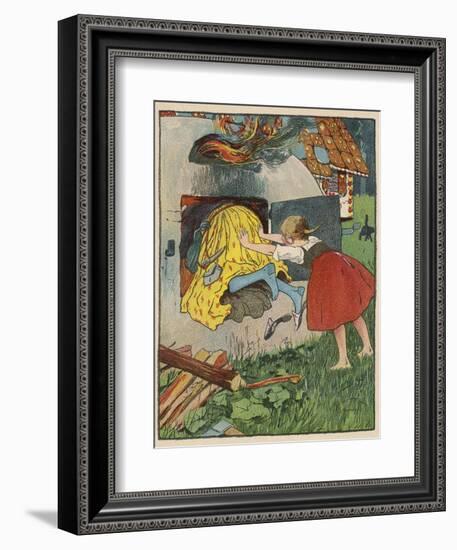 Gretel Seizes Her Opportunity and Pushes the Wicked Witch into the Oven-Willy Planck-Framed Photographic Print