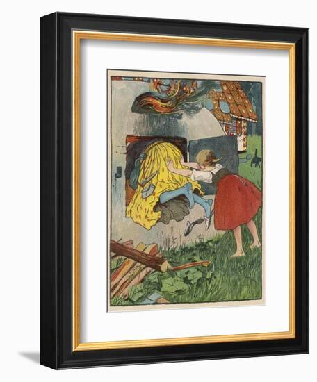 Gretel Seizes Her Opportunity and Pushes the Wicked Witch into the Oven-Willy Planck-Framed Photographic Print